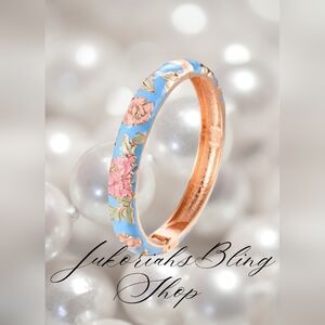 Vintage Cloisonne Floral Enamel Bangle Bracelet